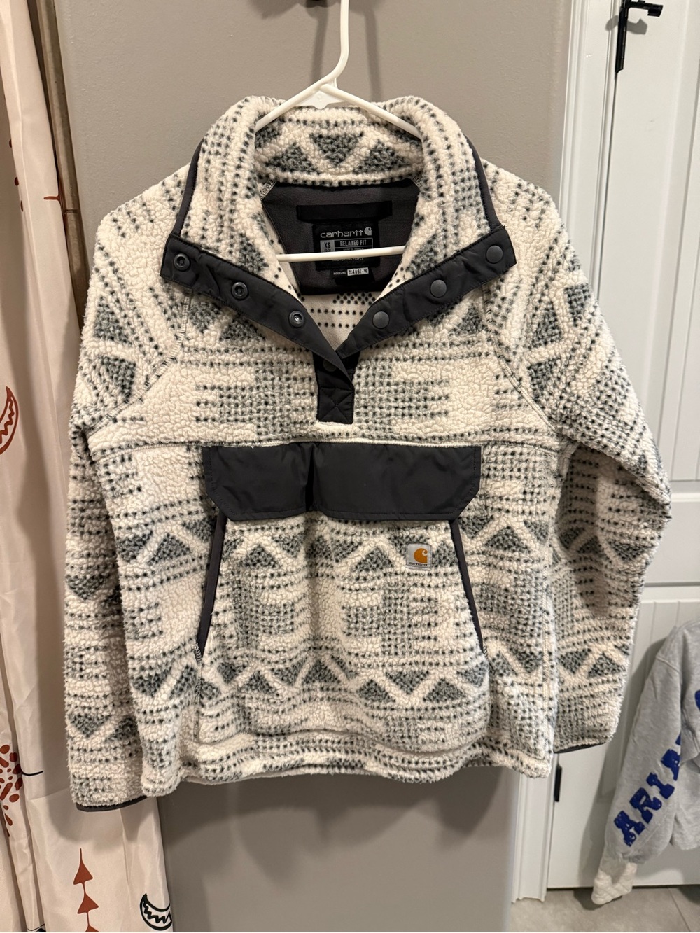 Carhartt Women’s  Sherpa Pullover Sweater Jacket - Cream & Gray
